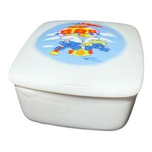 Vintage Smurfs ceramic collectibles porcelain trinket box 💙